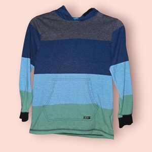 Univibe Blue and Green Striped Kids Tshirt Hoodie